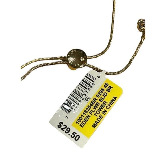 NWT Charter Club Gold-Tone Multi-Crystal Flower Slider Bracelet - Picture 4 of 5